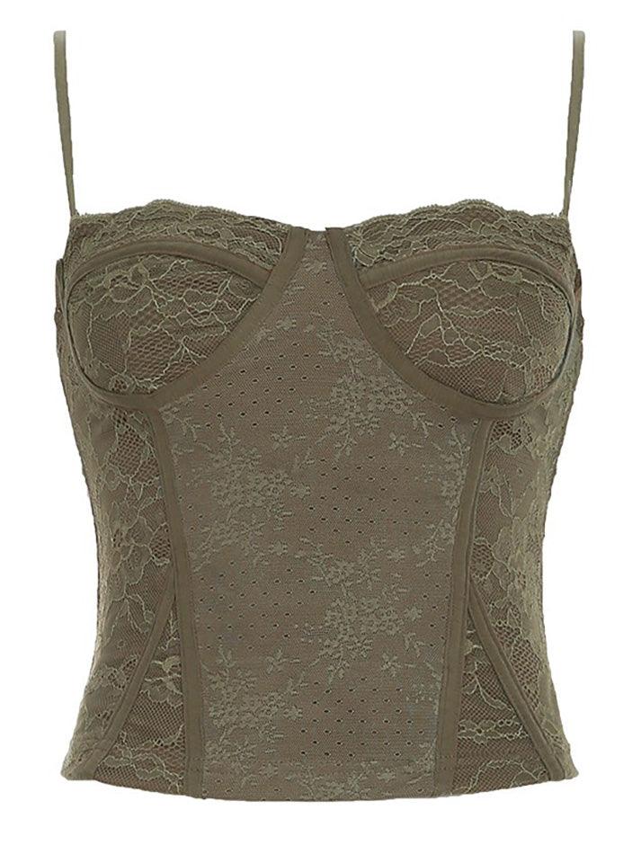 Vintage Lace Floral Detachable Cami Top - AnotherChill