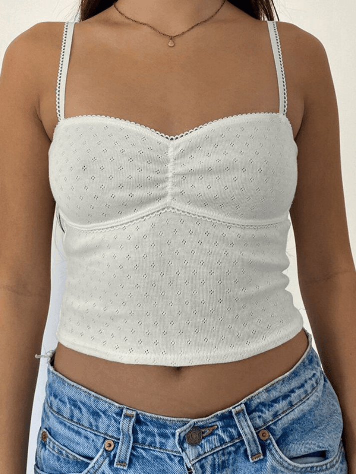 Vintage Lace Trim Crop Cami Top - AnotherChill