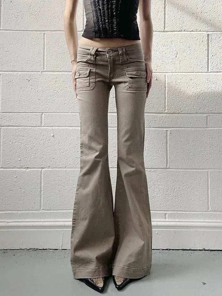 Vintage Low-Rise Pocket Flared Jeans - AnotherChill