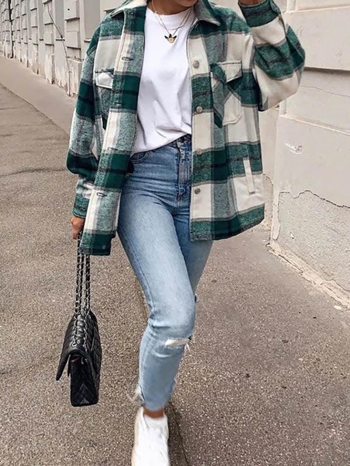 Vintage Pockets Oversized Plaid Shacket - AnotherChill