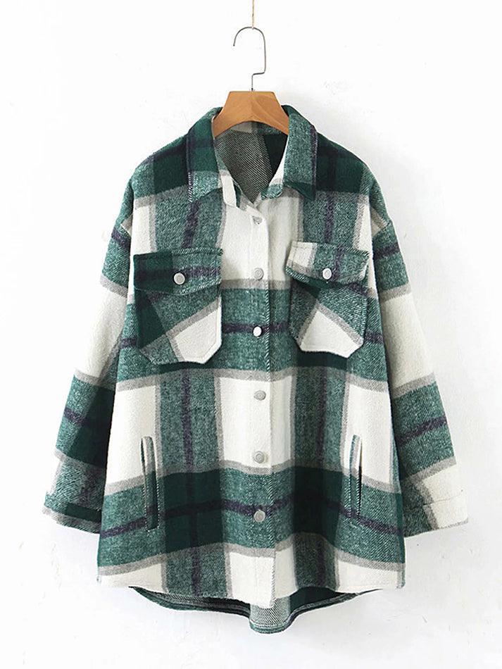 Vintage Pockets Oversized Plaid Shacket - AnotherChill