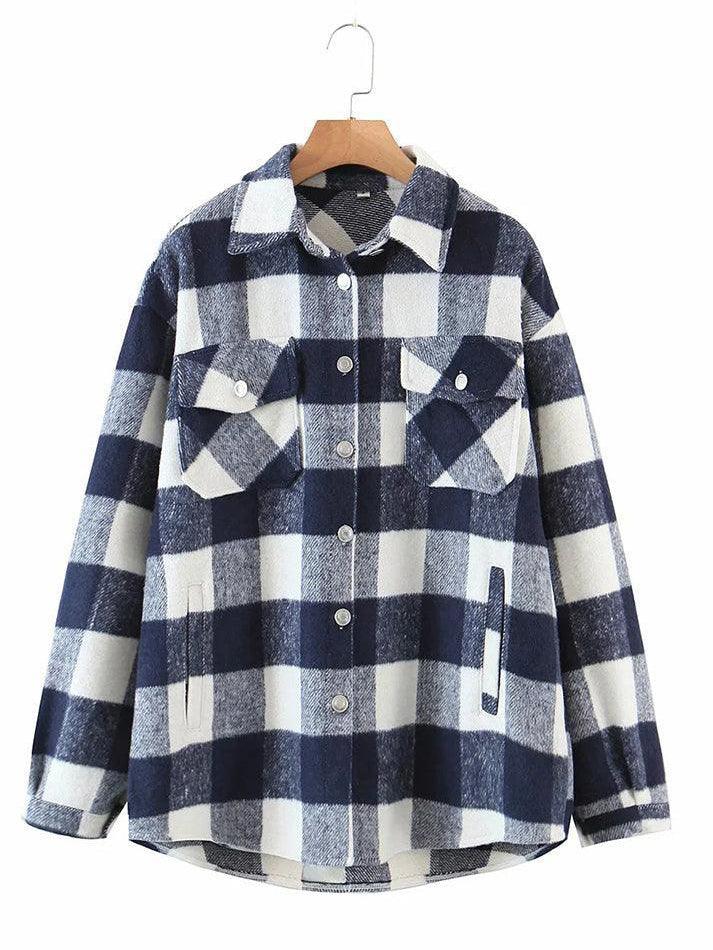 Vintage Pockets Oversized Plaid Shacket - AnotherChill