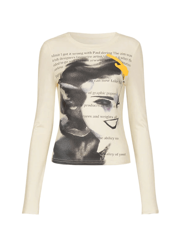 Vintage Portrait Print Long Sleeve Tee - AnotherChill