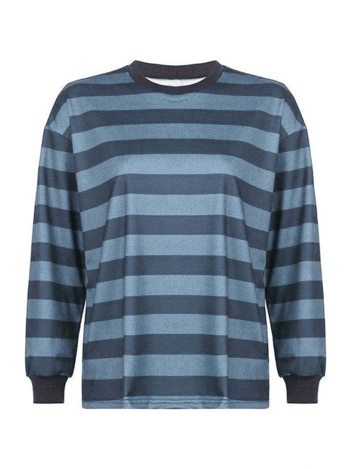 Vintage Striped Oversized Pullover Sweatshirt - AnotherChill