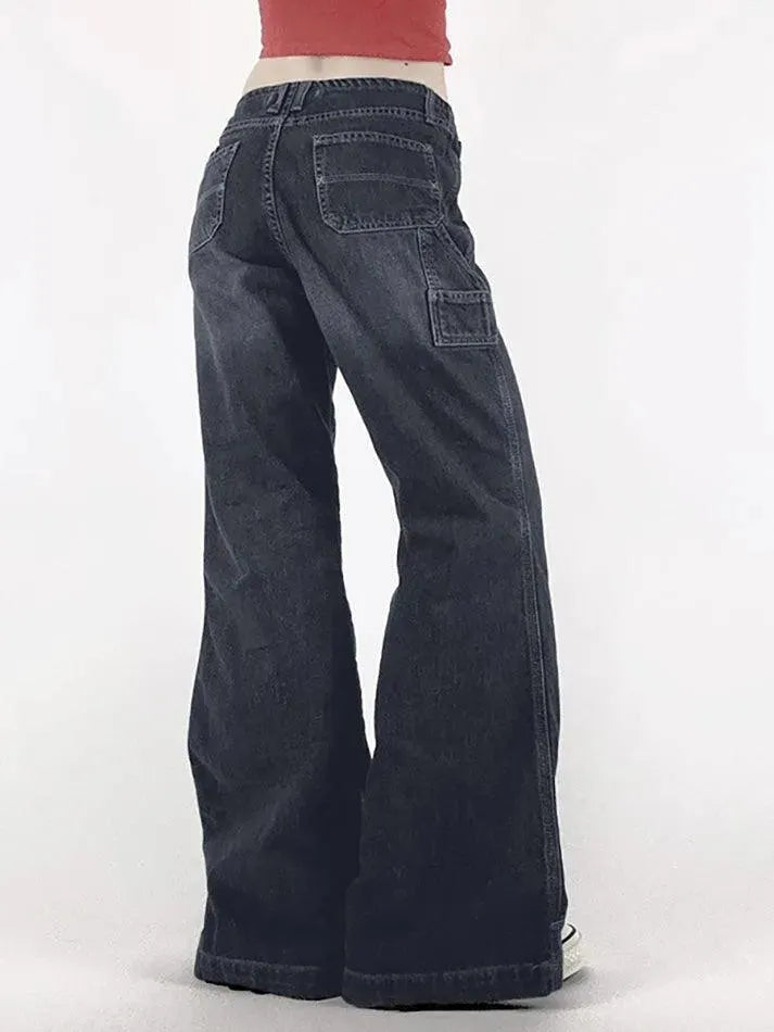 Vintage Washed Casual Wide Leg Jeans - AnotherChill