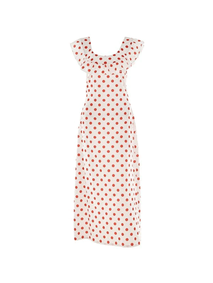 Waist Ruffled Polka Dot Dress - AnotherChill