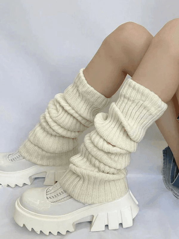 Warm Solid Color Ribbed Knit Leg Warmer - AnotherChill