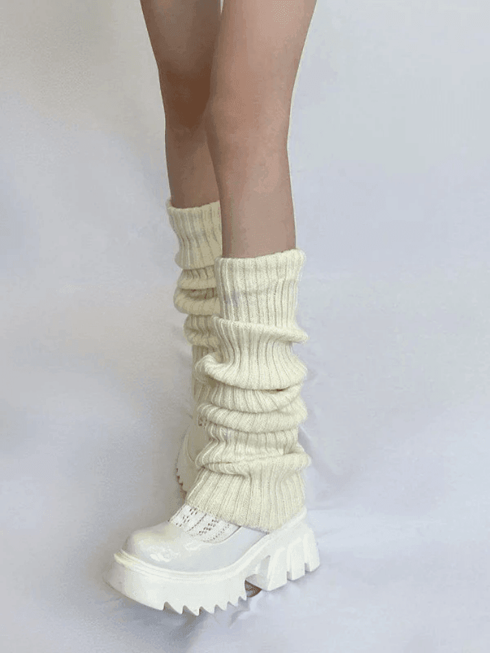 Warm Solid Color Ribbed Knit Leg Warmer - AnotherChill
