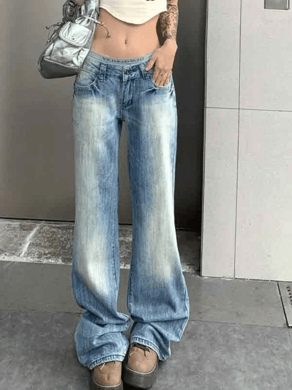 Washed Distressed Low Waist Boyfriend Jeans - AnotherChill
