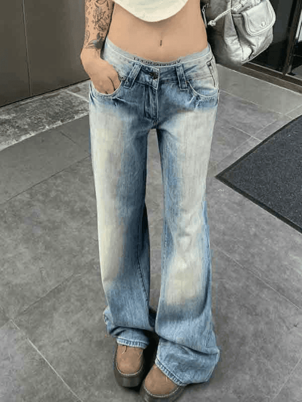 Washed Distressed Low Waist Boyfriend Jeans - AnotherChill