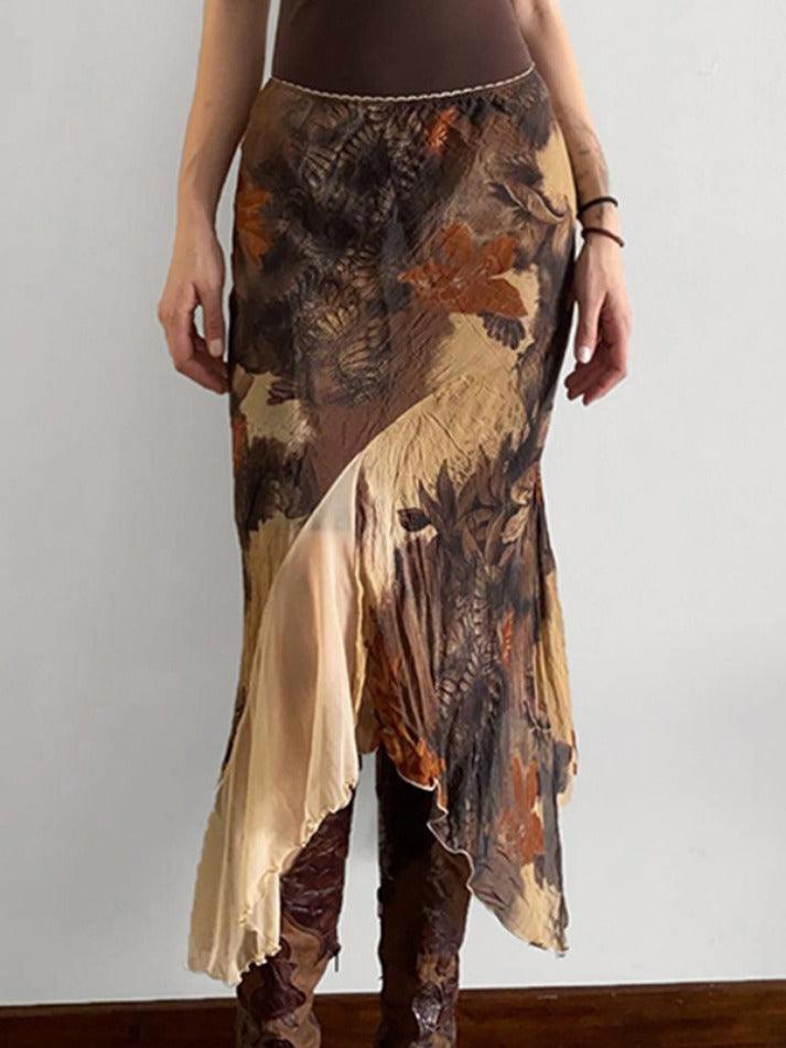 Wasteland Style Botanical Floral Print Maxi Skirts - AnotherChill