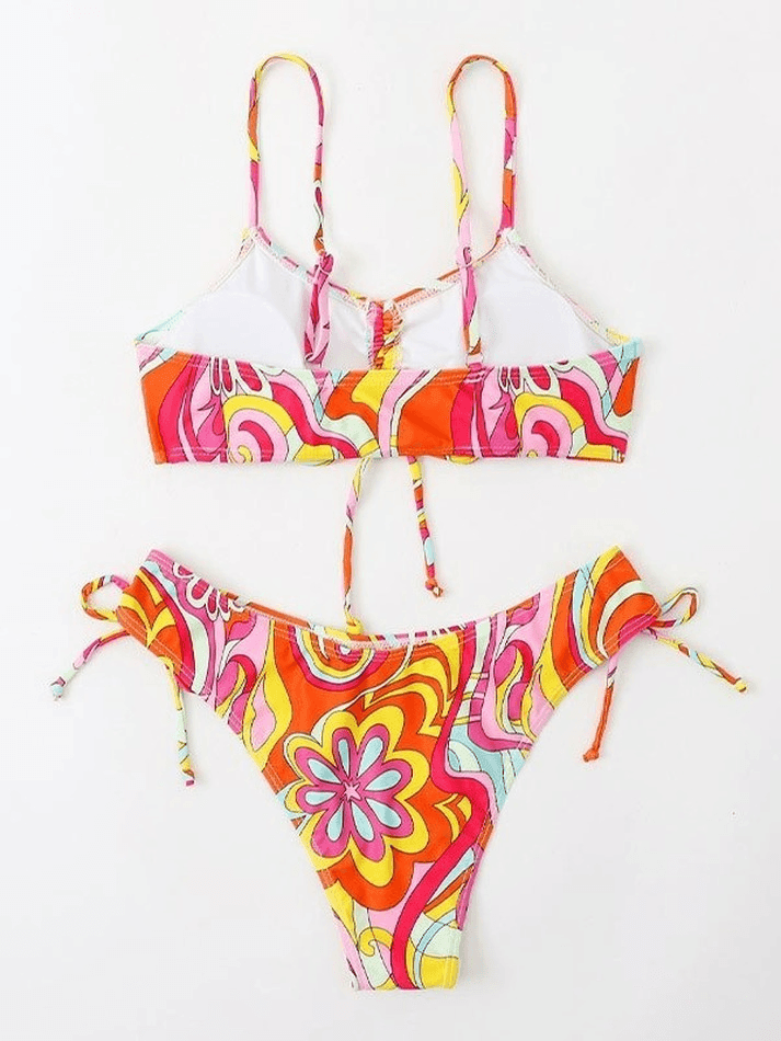 Wave Floral Print Bikini Set - AnotherChill