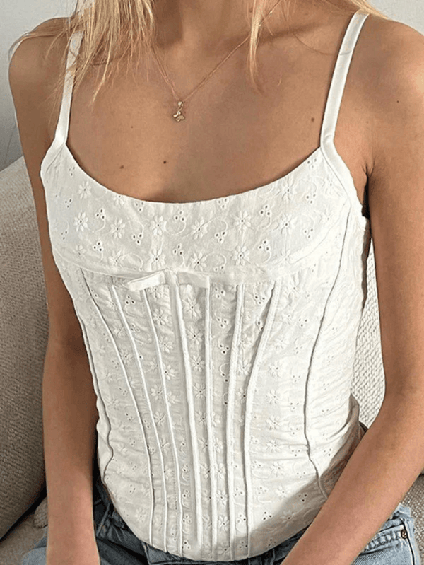 White Broderie Lace Corset Top - AnotherChill