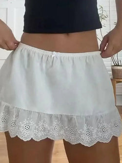 White Lace Hollow Mini Skirt - AnotherChill