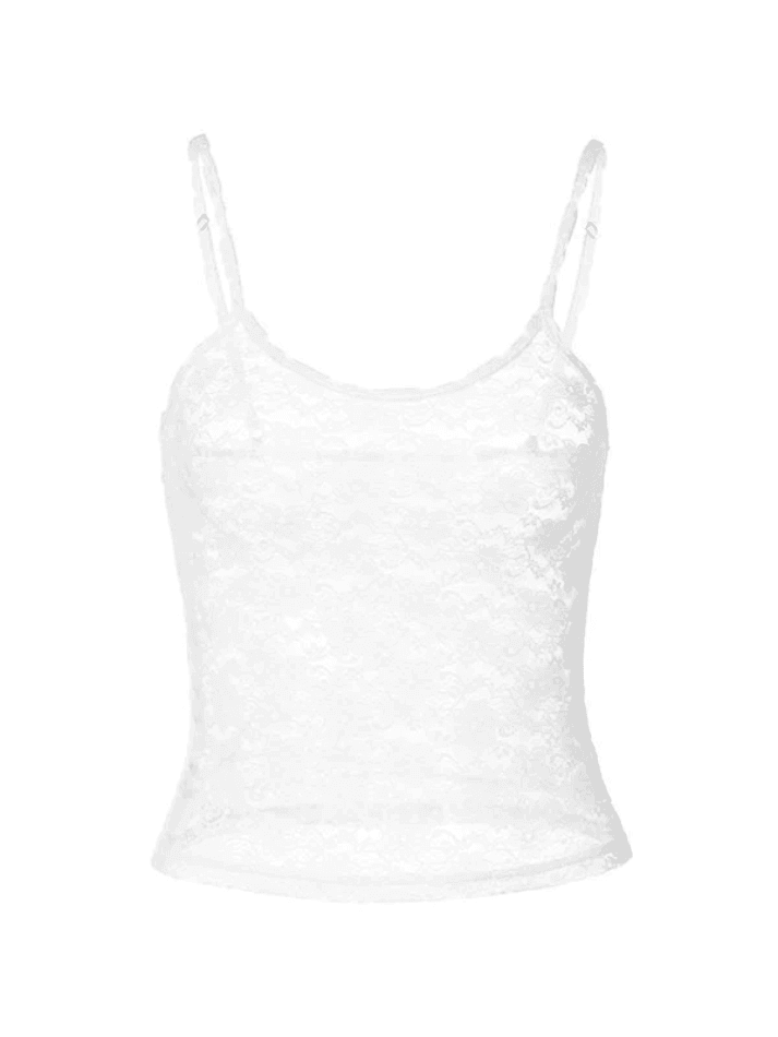 White Sheer Lace Crop Cami Top - AnotherChill
