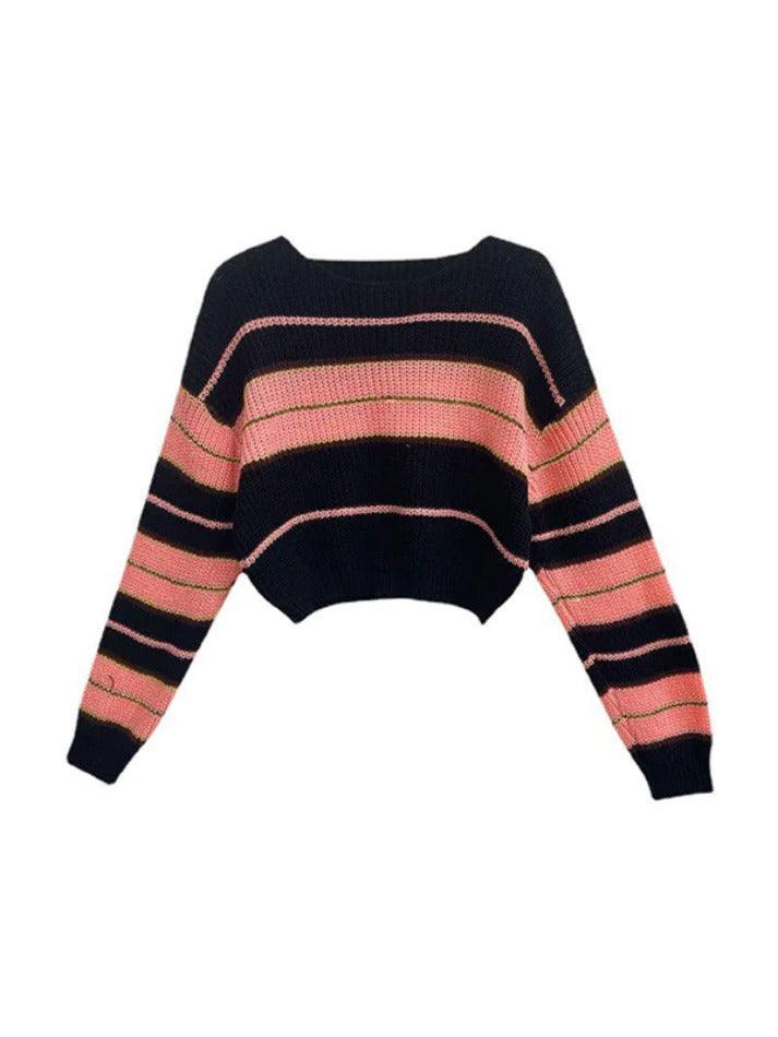 Stripe Splice Short Sweater - AnotherChill