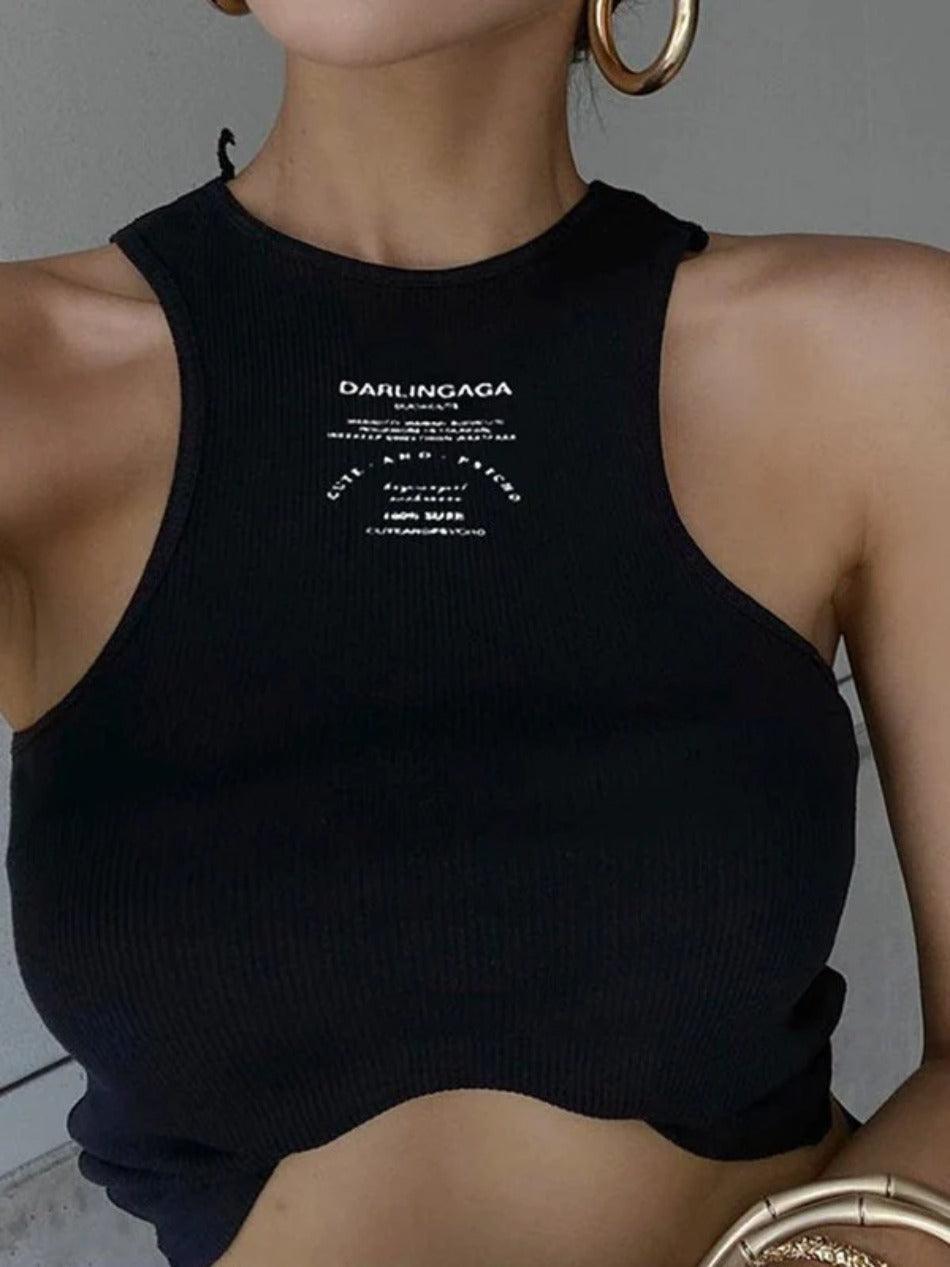 Logo Ribbed Cropped Tank Top - AnotherChill