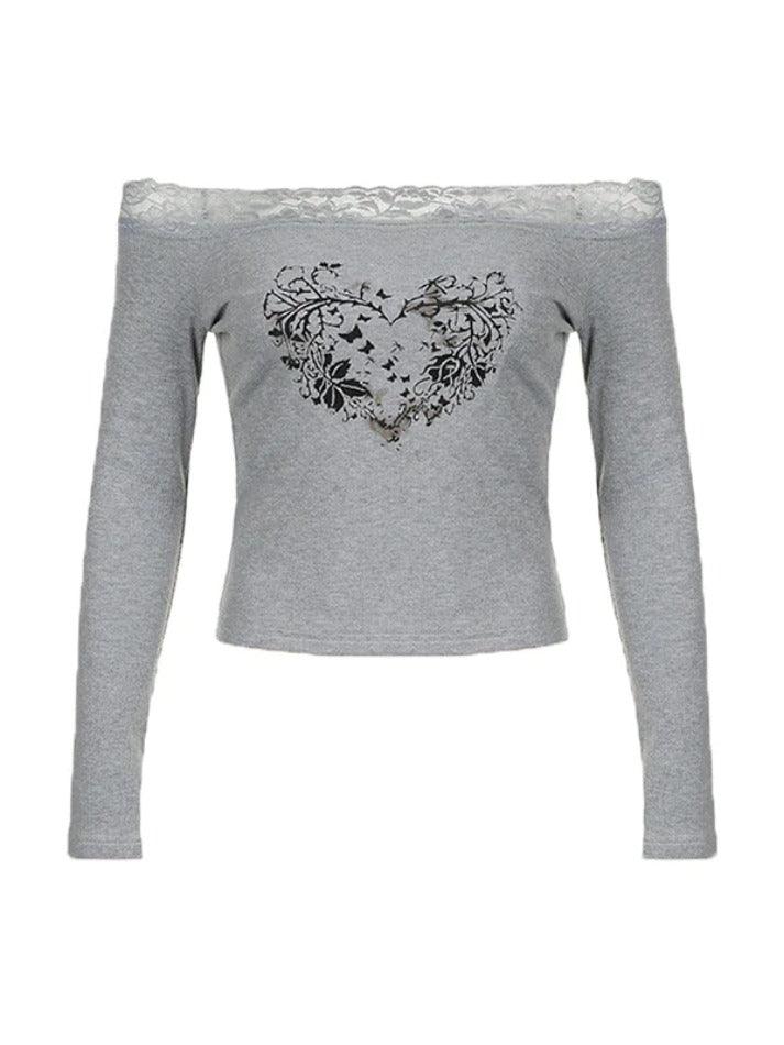 One Shoulder Love Print Long Sleeve Knits - AnotherChill