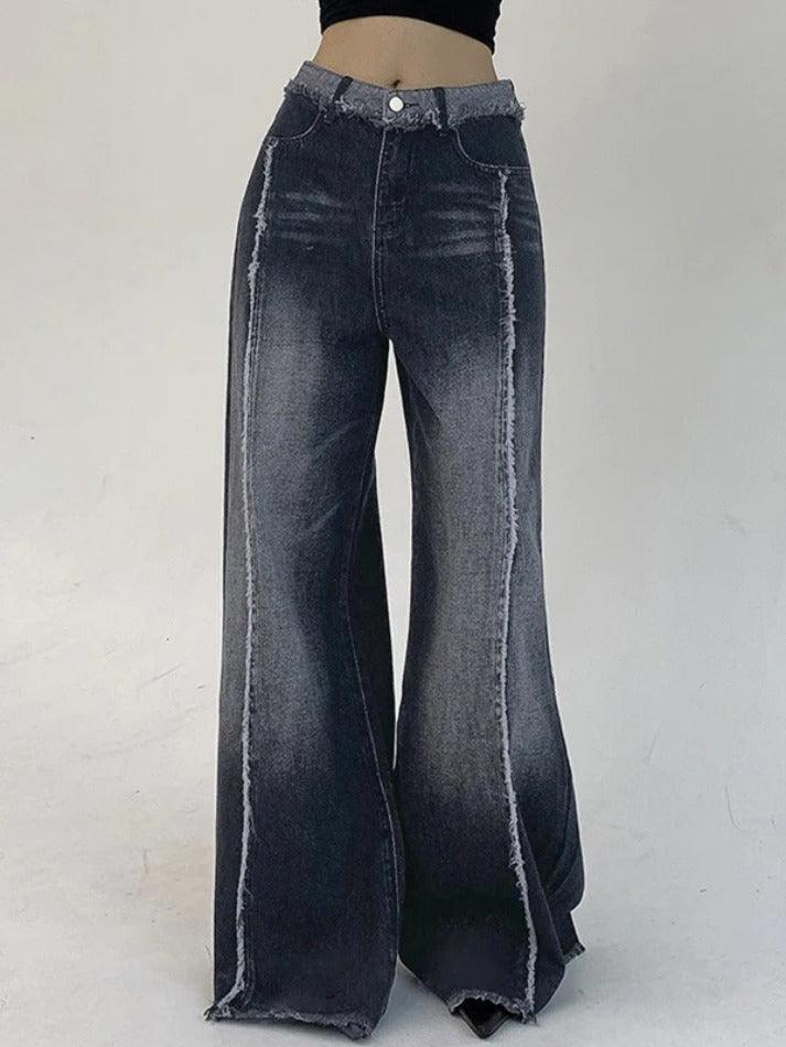 Wash Ombre Raw Trim Low Rise Boyfriend Jeans - AnotherChill