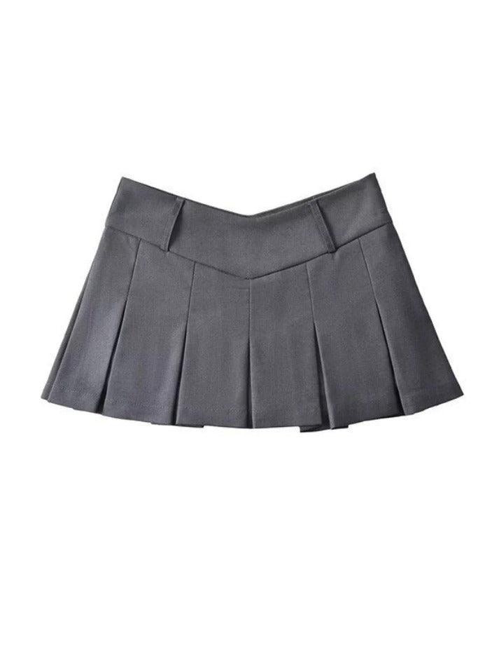 V Cut Pleated Micro Mini Skirt - AnotherChill