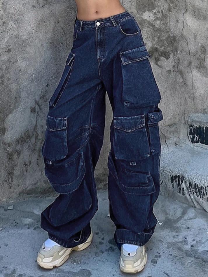 Washed Multi Pocket Cargo Jeans - AnotherChill