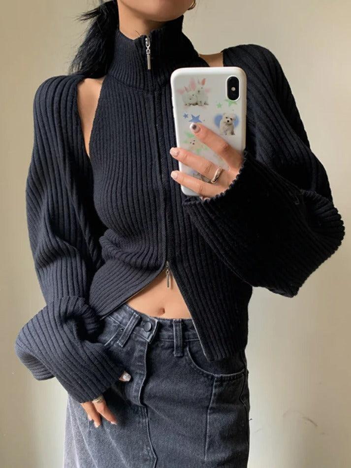 Solid Ribbed Knit Cardigan - AnotherChill