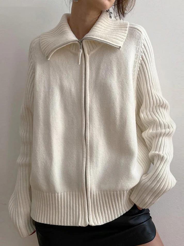 Solid Lapel Neck Splice Cardigan - AnotherChill