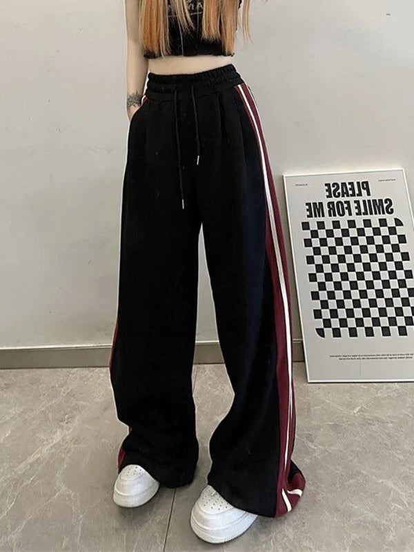 Contrast Side Stripe Baggy Sweatpants - AnotherChill