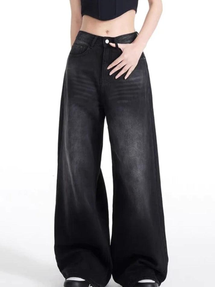 Vintage Black Wash High Rise Boyfriend Jeans - AnotherChill