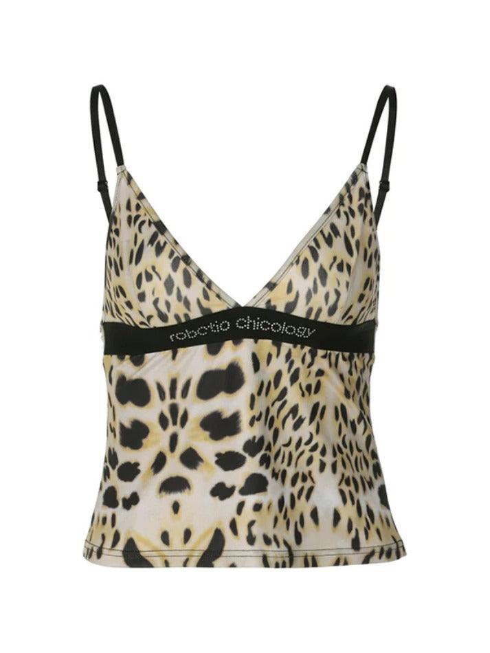 Leopard Print V Neck Cami Top - AnotherChill