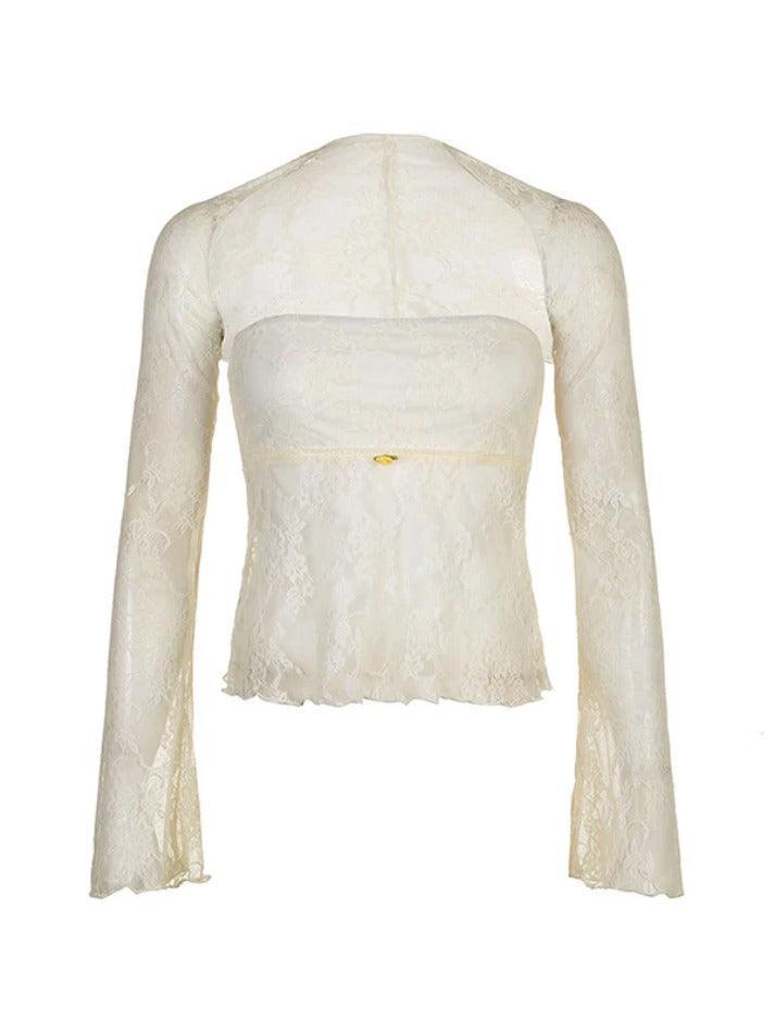 Lace Bandeau Smock Long Sleeve Tee - AnotherChill