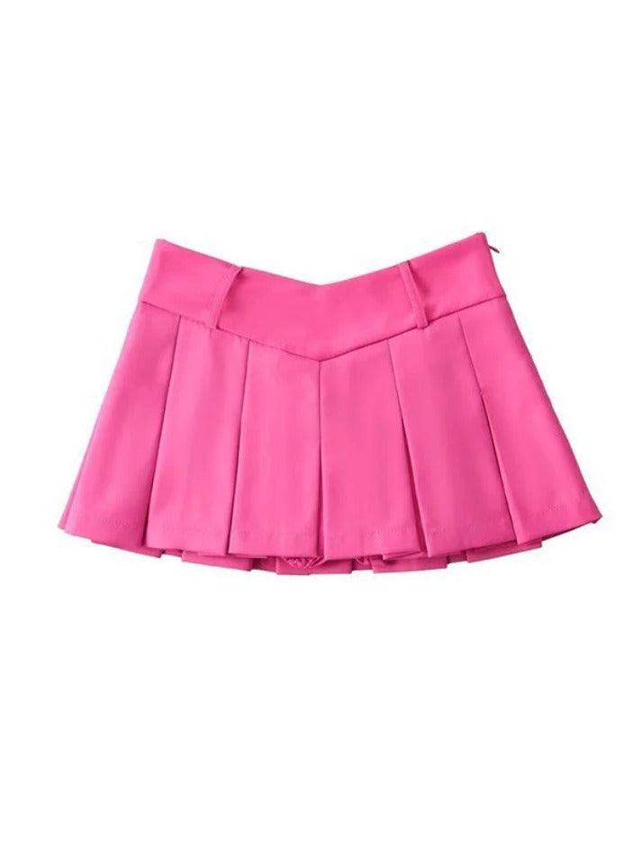 V Cut Pleated Micro Mini Skirt - AnotherChill