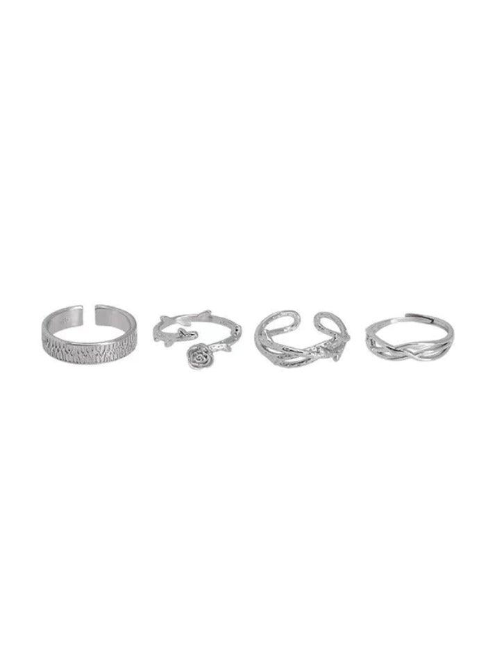 4pcs Thorn Rose Vine Cuff Ring Set - AnotherChill