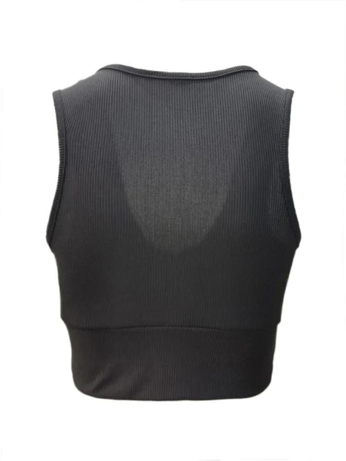 Solid V Neck Cropped Tank Top - AnotherChill