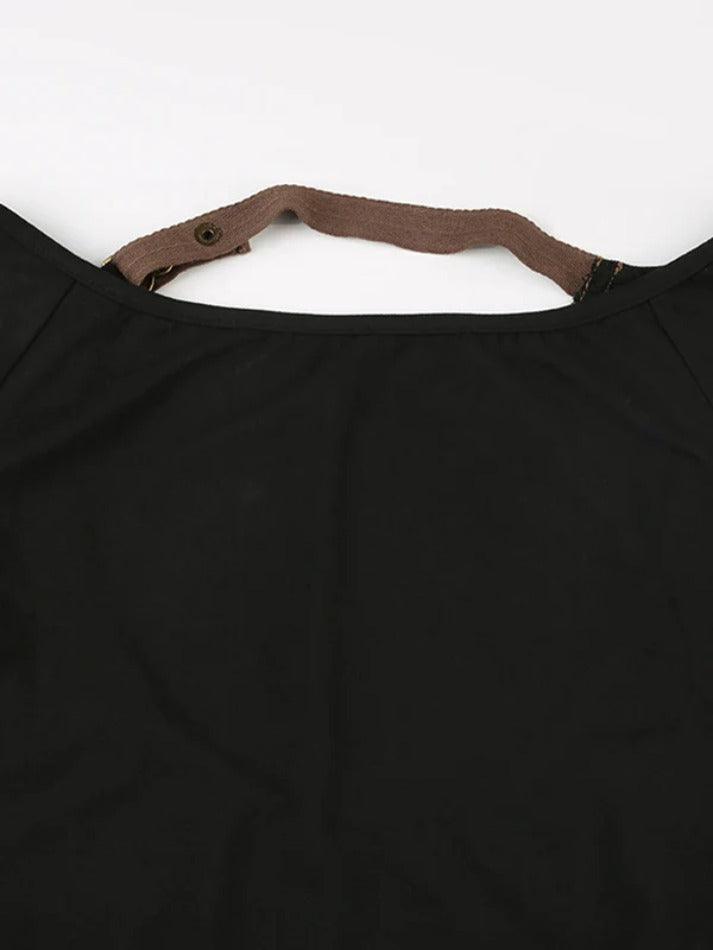 Solid Off Shoulder Backless Long Sleeve Tee - AnotherChill
