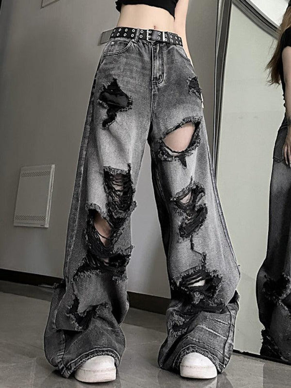 Washed Black Ripped Boyfriend Jeans - AnotherChill