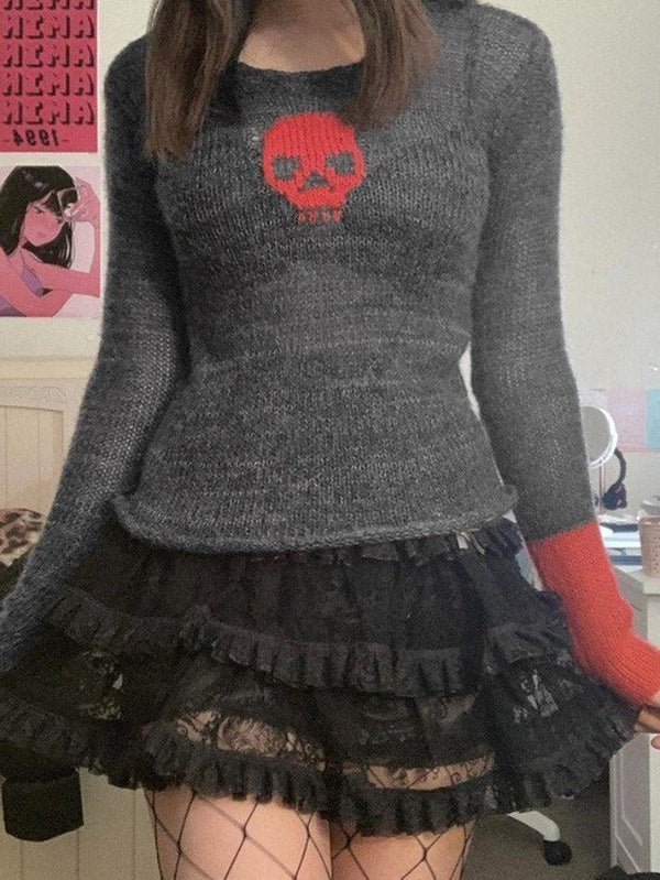 Alien Jacquard Color Block Knit Top - AnotherChill