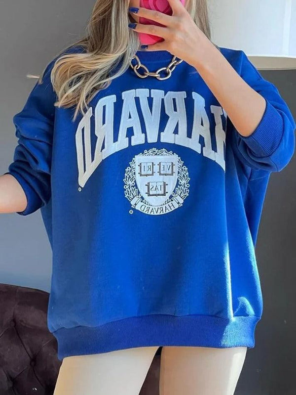 American Style Letter Print Loose Sweatshirt - AnotherChill