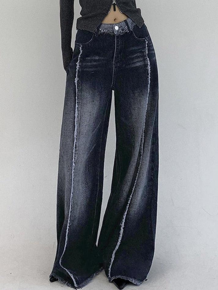 Wash Ombre Raw Trim Low Rise Boyfriend Jeans - AnotherChill