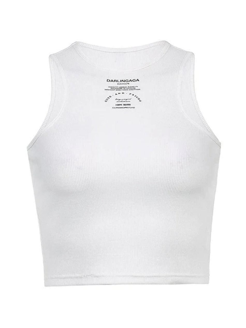 Logo Ribbed Cropped Tank Top - AnotherChill