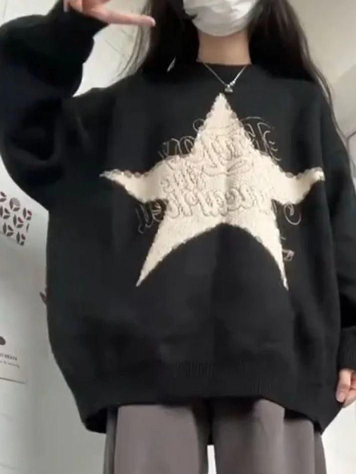 Vintage Crochet Star Decor Sweater - AnotherChill