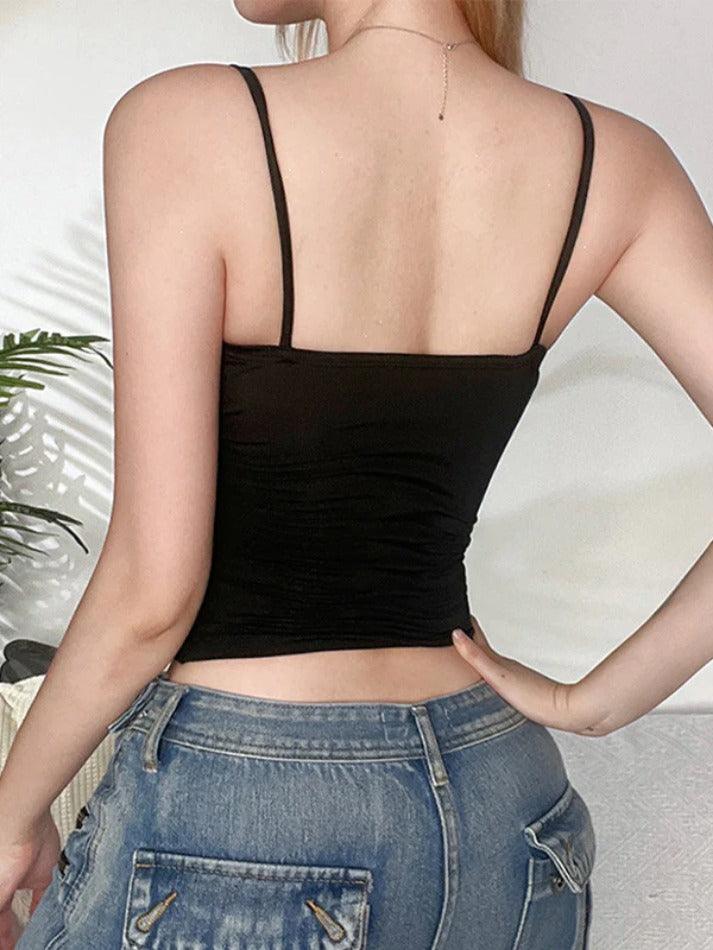 Lace Splice V Neck Backless Corset Cami Top - AnotherChill