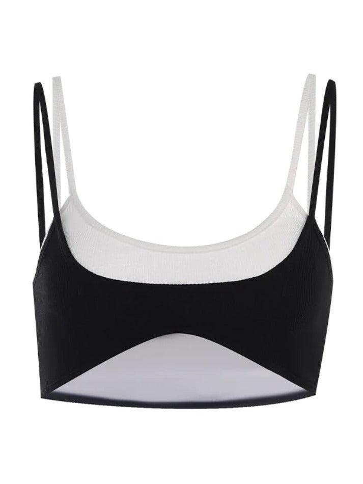 Contrast Color Fake Two Piece Cop Cami Top - AnotherChill