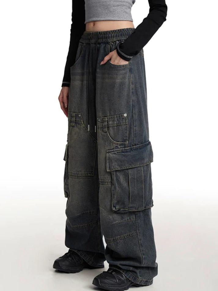 Vintage Distressed Multi Pocket Cargo Jeans - AnotherChill