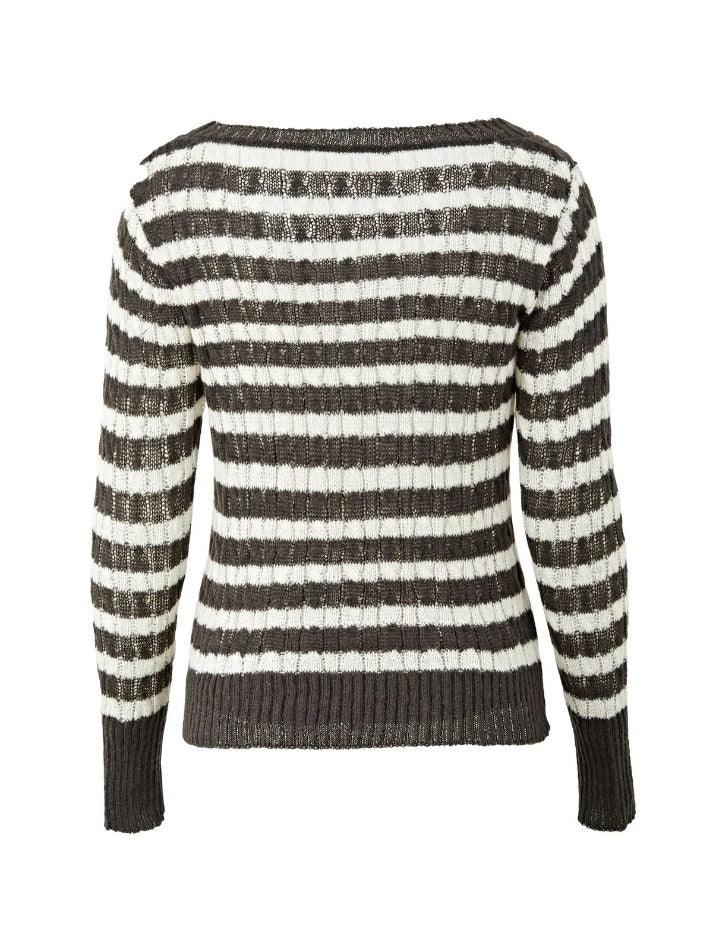 Brown Striped Cable Knit Top - AnotherChill