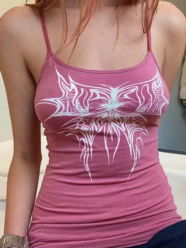 Contrast Color Butterfly Print Cami Top - AnotherChill