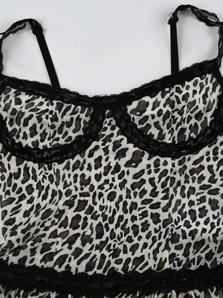 Leopard Print Lace Patchwork Cami Top - AnotherChill
