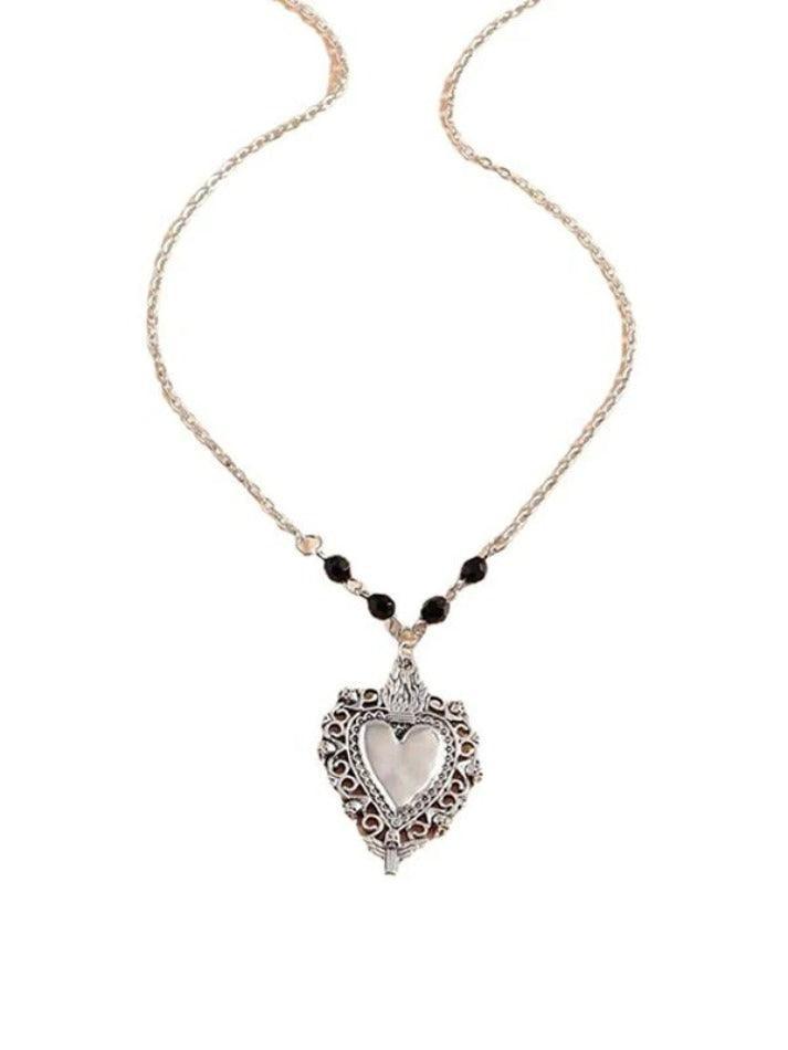 Gothic Skull Heart Pendant Necklace - AnotherChill