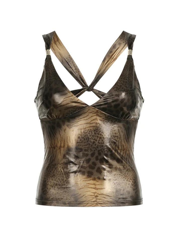 Leopard Print BacklessTank Top - AnotherChill