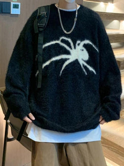 Men's Spider Print Loose Sweater - AnotherChill